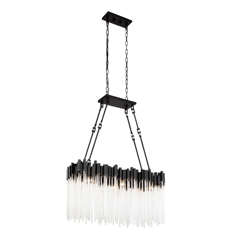 Matrix 6-Lt Linear Pendant - Matte Black/French Gold