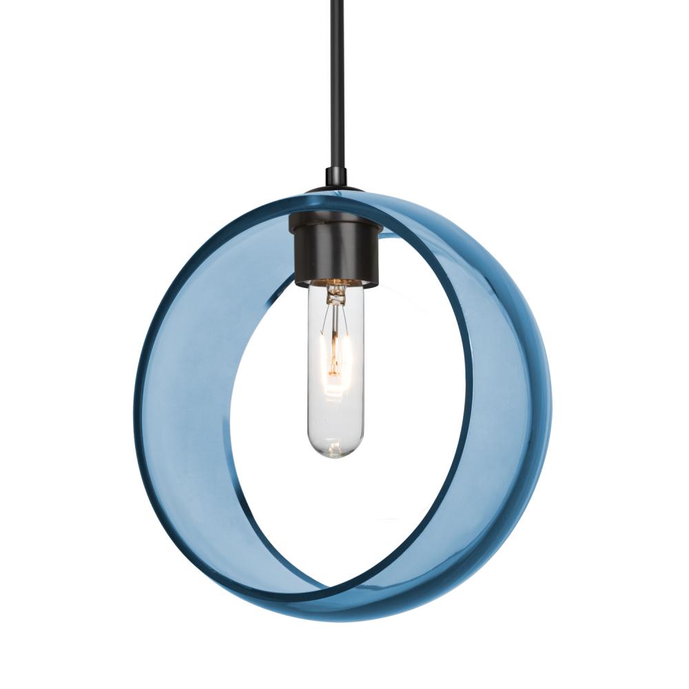 Besa Mana Pendant, Blue, Black Finish, 1x60W MAX E26 Base