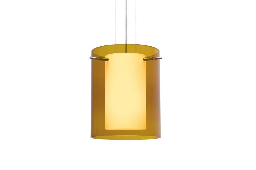 Besa Pendant Pahu 8 Satin Nickel Transparent Armagnac/Opal 1x100W Medium Base