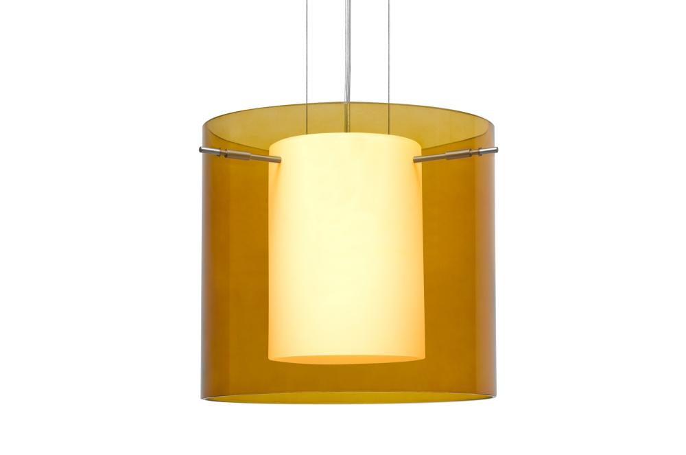 Besa Pendant Pahu 12 Satin Nickel Transparent Armagnac 1x100W Medium Base