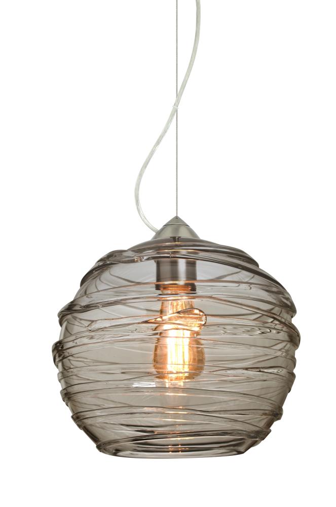 Besa Wave 10 Pendant Satin Nickel Smoke 1x8W LED Filament