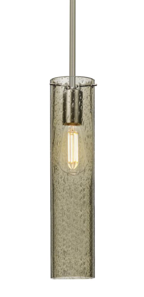 Besa, Juni 16 Stem Pendant, Latte Bubble, Satin Nickel, 1x4W LED Filament