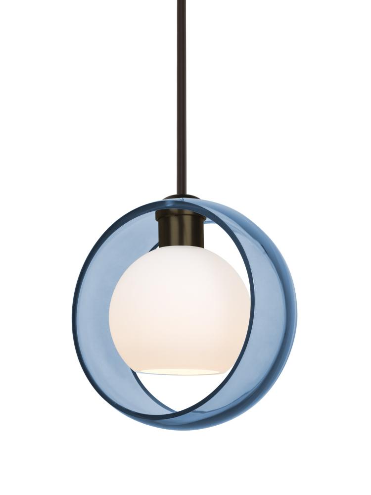 Besa Mana Pendant, Blue/Opal, Bronze Finish, 1x60W Medium Base