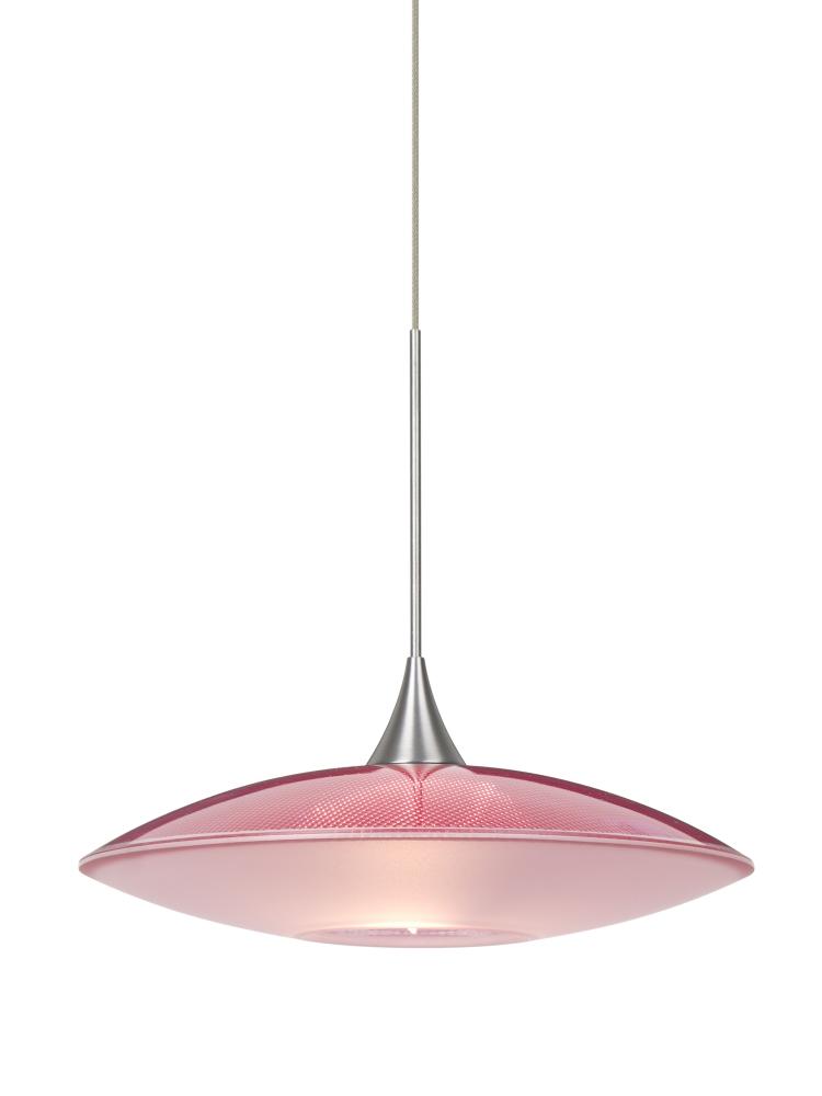 Besa Pendant Spazio Satin Nickel Red/Frost 1x50W Halogen