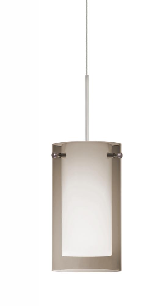 Besa Pendant Pahu 4 Satin Nickel Transparent Smoke/Opal 1x5W LED