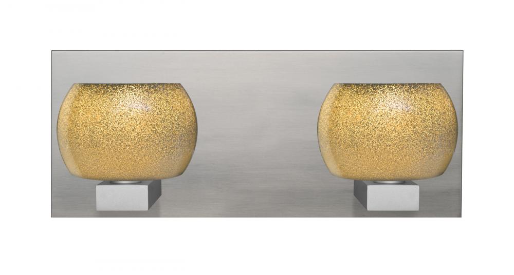 Besa, Keno Vanity, Gold Sand, Satin Nickel Finish, 2x60W Halogen