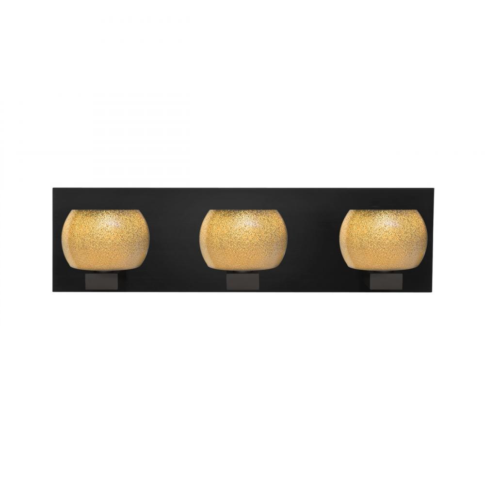 Besa, Keno Vanity, Gold Sand, Black Finish, 3x60W G9 Base