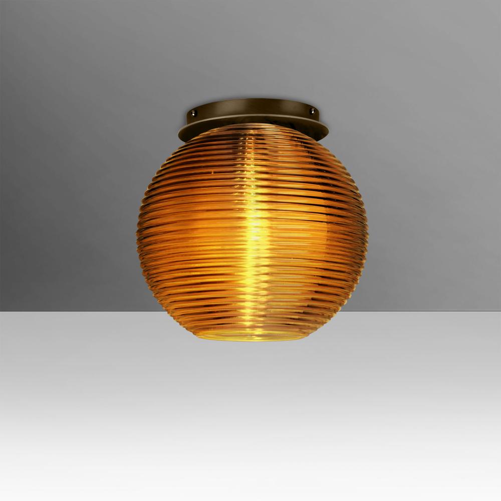 Besa Kristall 8 Ceiling, Amber, Bronze Finish, 1x60W E26 Base