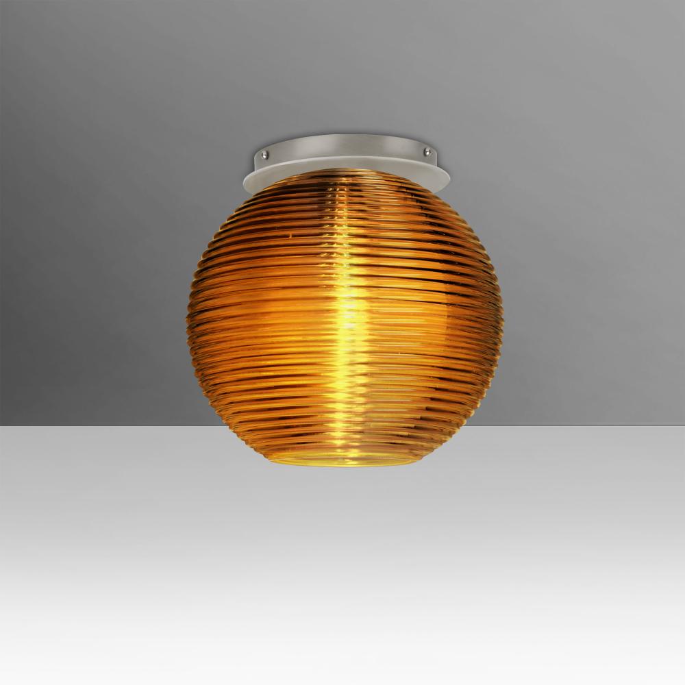 Besa Kristall 8 Ceiling, Amber, Satin Nickel Finish, 1x60W E26 Base