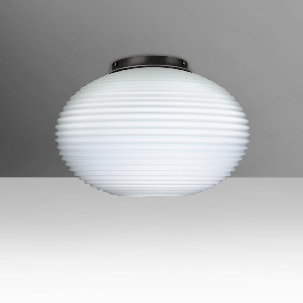 Besa Pape 12 Ceiling Black Finish, Opal Ribbed 1x9W LED