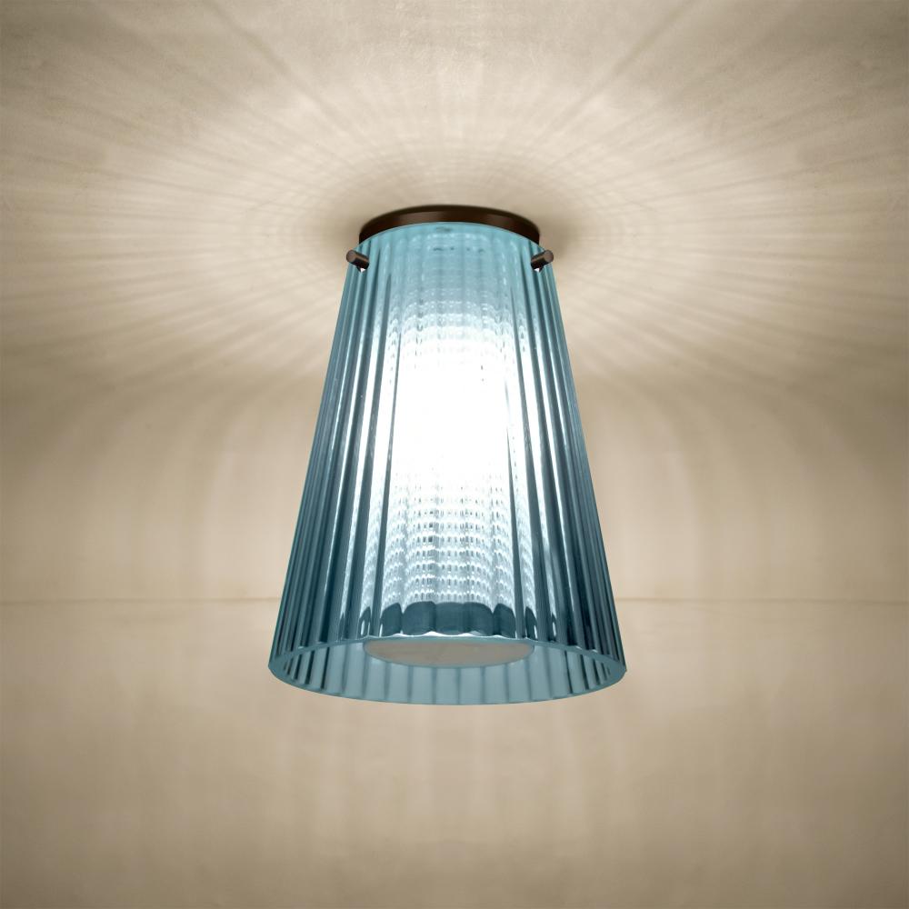 Dion Ceiling, Blue Shade, Bronze Finish, 1x60W E26 Base