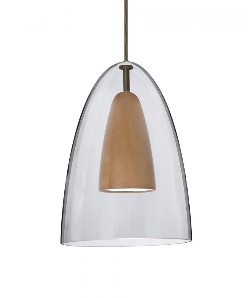 Besa, Dano Cord Pendant For Multiport Canopy, Clear/Medium, Bronze Finish, 1x9W LED