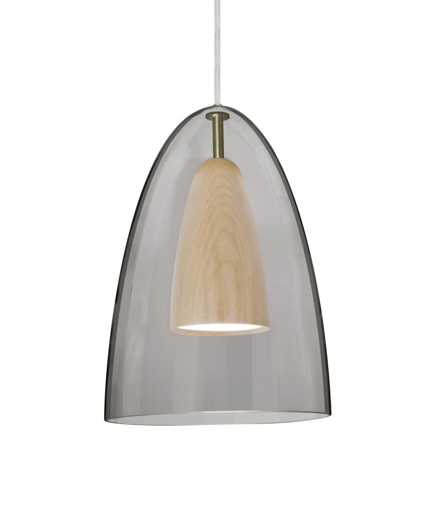 Besa, Dano Cord Pendant For Multiport Canopy, Smoke/Natural, Satin Nickel Finish, 1x9