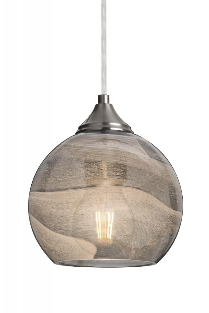 Besa, Jilly Cord Pendant For Multiport Canopy, Vapor Smoke, Satin Nickel Finish, 1x5W