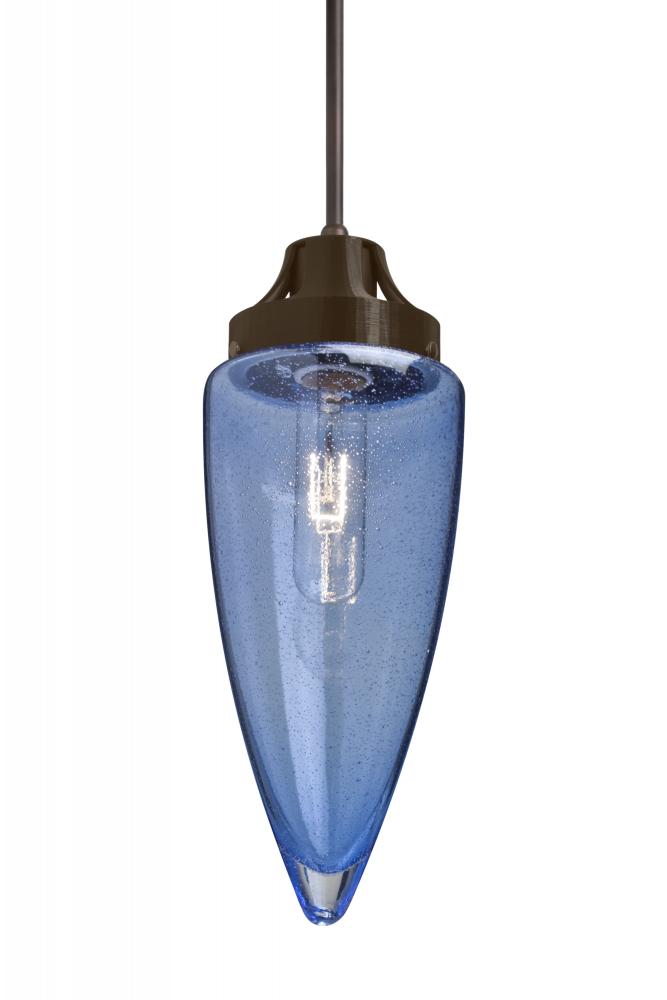 Besa, Sulu Cord Pendant For Multiport Canopy, Blue Bubble, Bronze Finish, 1x60W Mediu