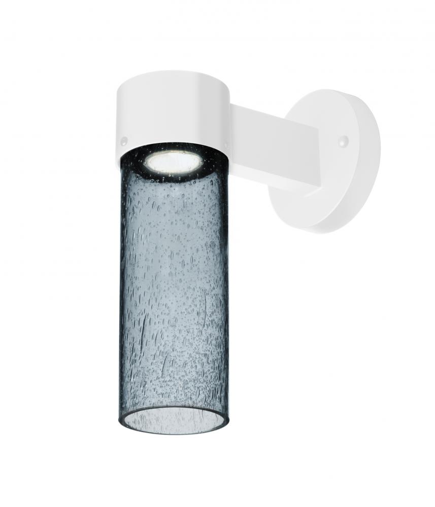 Besa, Juni 10 Outdoor Sconce, Blue Bubble, White Finish, 1x4W LED