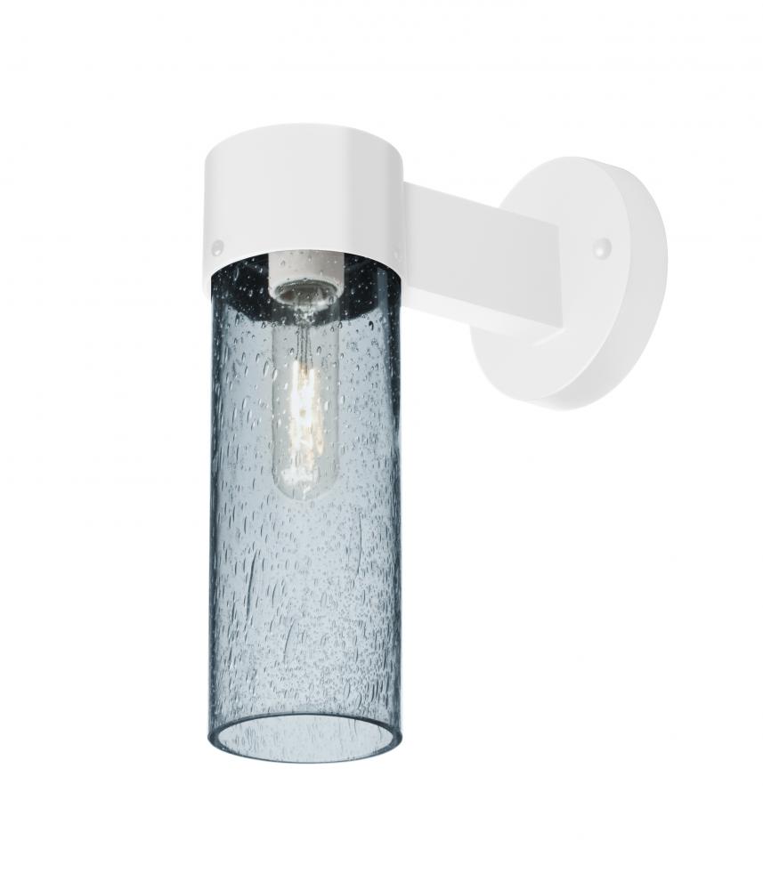 Besa, Juni 10 Outdoor Sconce, Blue Bubble, White Finish, 1x60W Medium Base