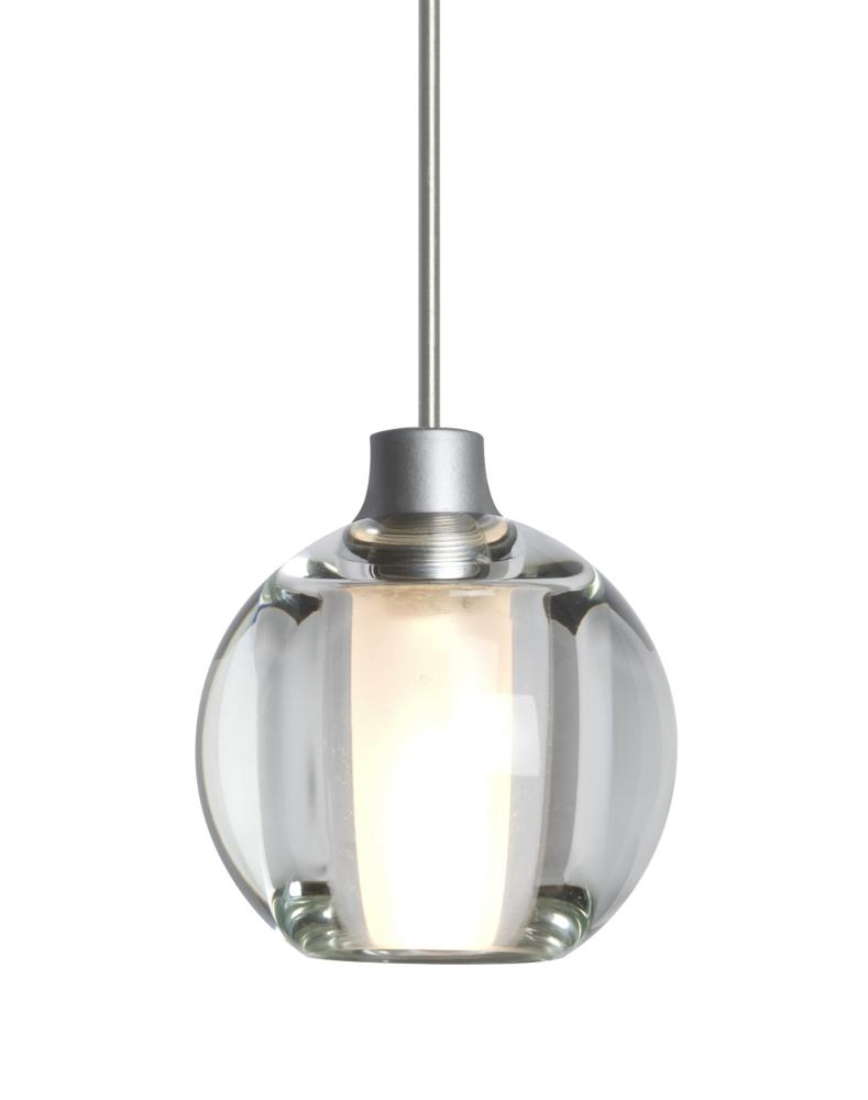 Besa, Boca 5 Cord Pendant, Clear, Satin Nickel Finish, 1x35W Halogen