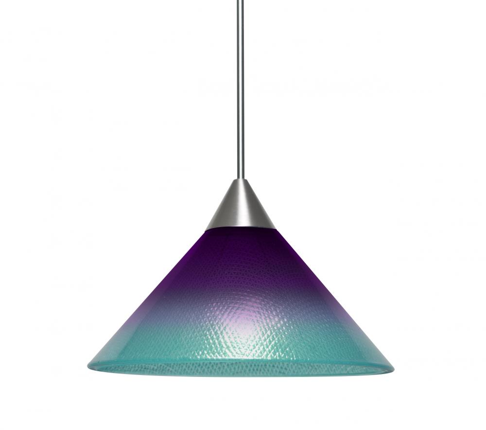 Besa, Jade Cord Pendant For Multiport Canopies, Purple/Blue, Satin Nickel Finish, 1x3