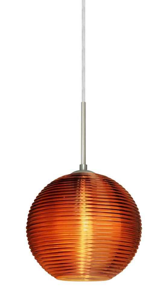 Besa Kristall 8 Pendant For Multiport Canopy Satin Nickel Amber 1x75W Medium Base