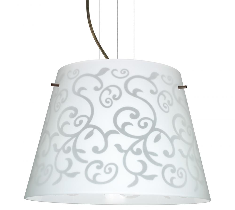 Besa Amelia 18 LED Pendant 1KV White Damask Bronze 3x11W LED