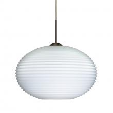 Besa Lighting 1JC-491207-BR-L - Besa Pendant Pape 10 Bronze Opal Ribbed 1x100W Medium Base, 15Ft. Cord