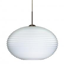 Besa Lighting 1JC-491307-BR-L - Besa Pendant Pape 12 Bronze Opal Ribbed 1x100W Medium Base, 15Ft. Cord
