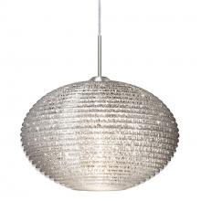 Besa Lighting 1JC-4913GL-SN-L - Besa Pendant Pape 12 Satin Nickel Glitter 1x100W Medium Base, 15Ft. Cord