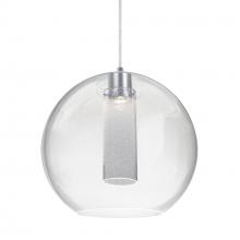 Besa Lighting 1JC-ELICL-LED-SN - Besa Eli Pendant, Clear/Inner Bubble, Satin Nickel Finish, 1x9W LED