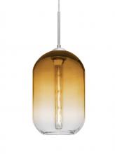 Besa Lighting 1JC-OMEGA12AM-EDIL-SN - Besa, Omega 12 Cord Pendant, Amber/Clear, Satin Nickel Finish, 1x4W LED Filament