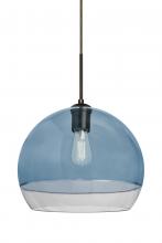 Besa Lighting 1JT-ALLY12BL-EDIL-BR - Besa, Ally 12 Cord Pendant, Coral Blue/Clear, Bronze Finish, 1x5W LED Filament