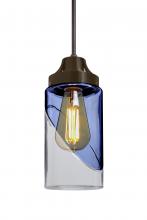 Besa Lighting 1JT-BLINKBL-EDIL-BR - Besa, Blink Cord Pendant, Trans. Blue/Clear, Bronze Finish, 1x4W LED Filament