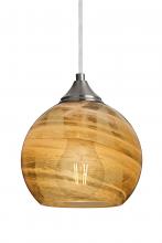 Besa Lighting 1JT-JILLYAM-EDIL-SN-L - Besa, Jilly Cord Pendant, Vapor Amber, Satin Nickel Finish, 1x5W LED Filament, 15Ft. Cord
