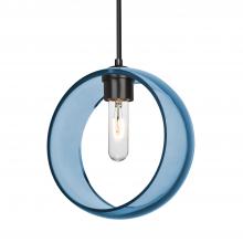 Besa Lighting 1JT-MANABL-BK-NI - Besa Mana Pendant, Blue, Black Finish, 1x60W MAX E26 Base