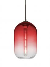 Besa Lighting 1JT-OMEGA12RD-EDIL-BR - Besa, Omega 12 Cord Pendant, Red/Clear, Bronze Finish, 1x4W LED Filament