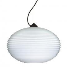 Besa Lighting 1KX-491307-LED-BK - Besa Pape 12 Pendant 1Kx Opal Ribbed LED-Black 1x9W LED