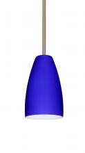 Besa Lighting 1TT-1511CM-SN - Besa Stem Riva 9 Pendant Satin Nickel Cobalt Blue Matte 1x75W Medium Base