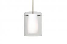 Besa Lighting 1TT-C00607-SN - Besa Stem Pendant Pahu 8 Satin Nickel Clear/Opal 1x100W Medium Base