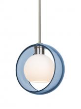 Besa Lighting 1TT-MANABL-SN - Besa Mana Pendant, Blue/Opal, Satin Nickel Finish, 1x60W Medium Base