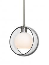 Besa Lighting 1TT-MANACL-SN - Besa Mana Pendant, Clear/Opal, Satin Nickel Finish, 1x60W Medium Base