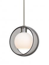 Besa Lighting 1TT-MANASM-SN - Besa Mana Pendant, Smoke/Opal, Satin Nickel Finish, 1x60W Medium Base