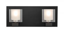 Besa Lighting 2WF-BOLOFR-BK - Besa, Bolo Vanity, Clear/Frost, Black Finish, 2x40W G9 Base