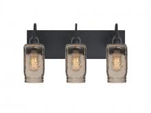 Besa Lighting 3WG-MILO4SM-EDIL-BK - Besa Milo 4 Vanity, Smoke, Black Finish, 3x7W LED Filament