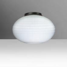 Besa Lighting 491307C-LED-BK - Besa Pape 12 Ceiling Black Finish, Opal Ribbed 1x9W LED