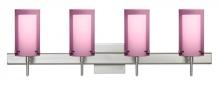 Besa Lighting 4SW-A44007-SN-SQ - Besa Pahu 4 Wall With SQ Canopy 4SW Transparent Amethyst/Opal Satin Nickel 4x40W G9