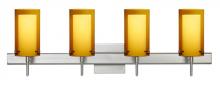 Besa Lighting 4SW-G44007-SN-SQ - Besa Pahu 4 Wall With SQ Canopy 4SW Transparent Armagnac/Opal Satin Nickel 4x40W G9