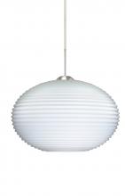 Besa Lighting J-491307-SN - Besa Pendant For Multiport Canopy Pape 12 Satin Nickel Opal Ribbed 1x75W Medium Base