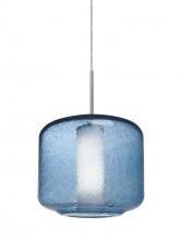Besa Lighting J-NILES10BO-LED-SN - Besa Niles 10 Pendant For Multiport Canopy, Blue Bubble/Opal, Satin Nickel Finish, 1x5W LED