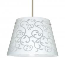 Besa Lighting 1KT-4394WD-LED-SN - Besa Amelia 18 LED Pendant 1KT White Damask Satin Nickel 3x11W LED