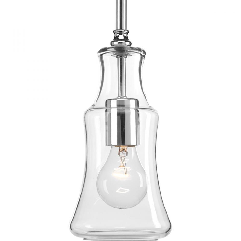 Litchfield Collection One-Light Polished Chrome Clear Glass Coastal Pendant Light